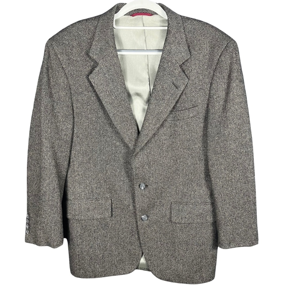 Jos. A. Bank Blazer Mens 38R Brown Herringbone Shetland Wool Kent Sport Coat